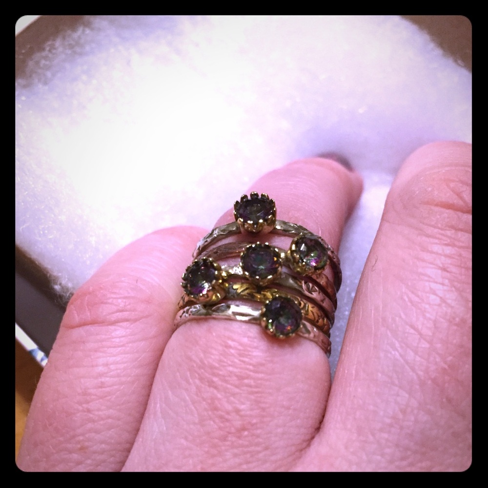 Rainbow topaz sterling silver ring